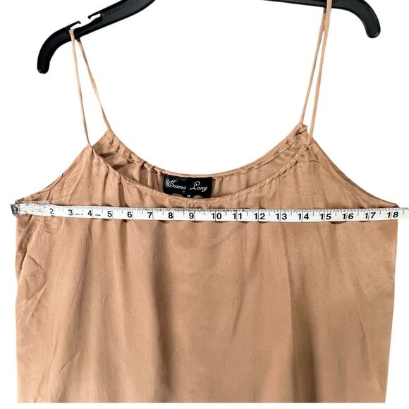 Emma Lang Cami Top Womens M Tan Silk Spaghetti Strap Lightweight Boxy Modern - Picture 4 of 11